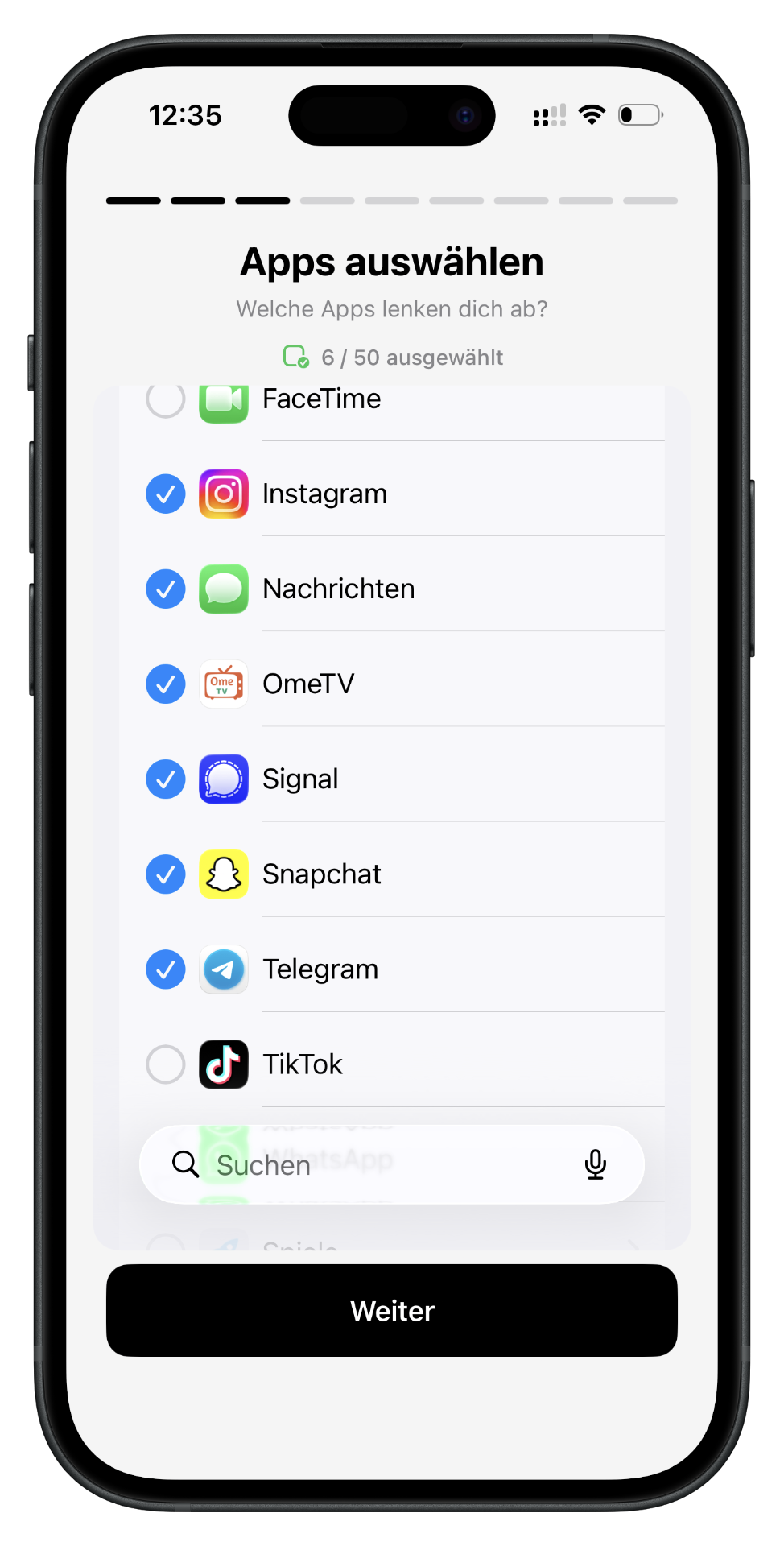 Schritt 1: Apps auswählen